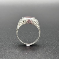 Mens 925 Sterling Silver Ruby Red Stone Ring