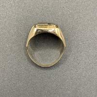Mens 18ct Yellow Gold Diamond Signet Ring