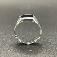 Mens 925 Sterling Silver Black Stone Ring
