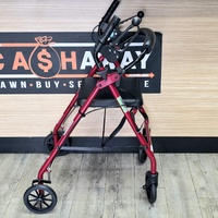 Aidacare Aspire Foldable Rollator Walker Seat Red 130kg Weight Limit