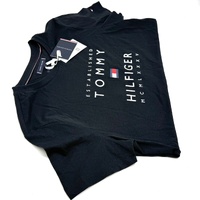 Tommy Hilfiger Established Stacked Logo T-Shirt Men's Size Large Casual Cotton Tee Classic Fit