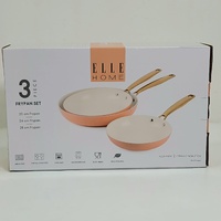 Elle Home EH3PFSAW 3 Piece Frypan Set Apricot Wash Non Stick Induction