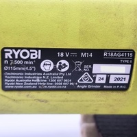 Ryobi 18V One+ 115mm R18AG4115 Angle Grinder Skin Only with Buffing Wheel