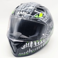 SMK GL268 Stellar Taotei Full Face Helmet Black Grey Green Size M