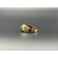 Mens 9ct Yellow Gold Black Onyx & Diamond Ring