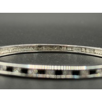 Ladies 925 Sterling Silver Gemstone Hinged Bangle