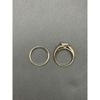 Ladies 9ct Yellow Gold Diamond Bridal Ring Set Ring