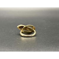 Unisex 9ct Yellow Gold Green Eyed Snake Ring 