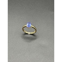 Ladies 9ct Yellow Gold Blue Gemstone Ring