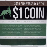 2014 Royal Australian Mint 30th Anniversary $1 Coloured Kangaroos UNC Coin