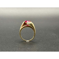 Ladies 9ct Yellow Gold Pink Gemstone Ring