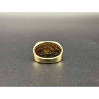 Mens 9ct Yellow Gold Diamond Signet Ring