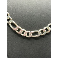 Mens Solid 925 Sterling Silver Figaro Link Necklace