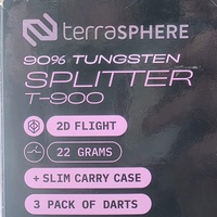 Terrasphere Splitter T-900 Professional Darts Set 90% Tungsten 22g 3-Pack