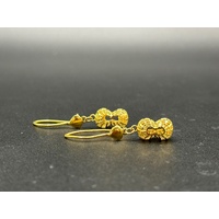 Ladies 21ct Yellow Gold Peanut Design Dangle Earrings