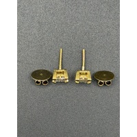 Ladies 18ct Yellow Gold Diamond Cluster Stud Earrings
