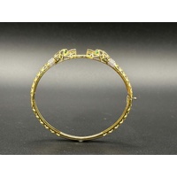 Unisex 18ct Yellow Gold Panther Green Gemstone Bangle