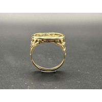 Mens 22ct Yellow Gold Round Sovereign Coin Set In 9ct Ring
