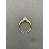 Ladies 9ct Yellow Gold Diamond Halo Ring