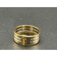Ladies 18ct Three Tone Gold Stack Ring 