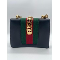 Gucci Sylvie Mini Chain Shoulder Bag Calfskin Leather Black 431666 + COA