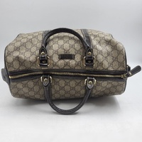 Authentic Gucci GG Supreme Joy Medium Boston Bag Beige Ebony Handbag 
