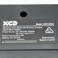 XCD XCDCLKRD2 FM Clock Radio Wireless Charging Dual Alarm