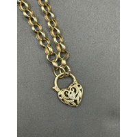 Ladies 9ct Yellow Gold Diamond Heart Locket Round Belcher Link Necklace