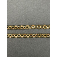 Ladies 9ct Yellow Gold Round Belcher Link Heart Clasp Necklace