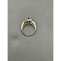Ladies 18ct Yellow Gold Blue Sapphire & Diamond Ring