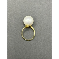 Ladies 14ct Yellow Gold White Pearl Ring