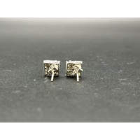 Ladies 18ct White Gold Diamond Cluster Stud Earrings