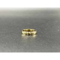 Unisex 9ct Yellow Gold Laser Cut Pattern Band Ring