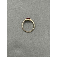 Ladies 18ct Yellow Gold Red Gemstone Solitaire Ring Size K