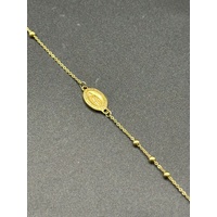 Ladies 18ct Yellow Gold Rosary Bracelet with Cross & Mother Mary Charms