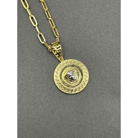 Unisex 18ct Yellow Gold Paperclip Link Chain with Medusa Pendant