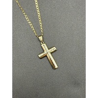Unisex 9ct Yellow Gold Curb Link Chain with Cross Pendant