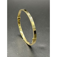 Ladies 18ct Yellow Gold Oval Hinged Bangle