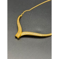 Ladies 21ct Yellow Gold Cubic Zirconia Fancy Link Crown Trifari Necklace