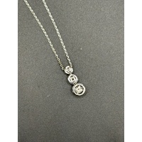 Ladies 18ct White Gold Cable Link Chain & Diamond Dangle Pendant