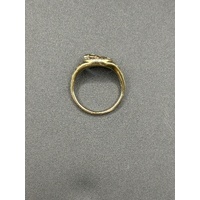 Men’s 9ct Yellow Gold 0.10ct Diamond Horse Head & Horseshoe Ring