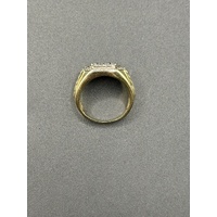 Mens 9ct Yellow Gold Diamond Cluster Ring