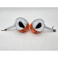 Harley-Davidson Front Rear Turn Signals Amber Chrome USA Made 4pc