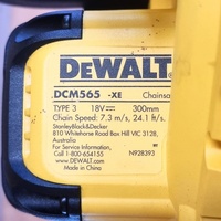 DeWALT DCM565 18V XR 12 Inch Brushless Cordless Chainsaw Skin Only