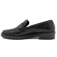 CHANEL Black Quilted Leather CC Logo Flat Loafers Shoes EU 36.5C AU 6 6.5