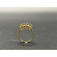 Ladies 14ct Yellow Gold Blue Sapphire & Diamond Ring