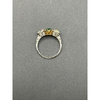 Ladies 18ct White Gold Green Gemstone & Diamond Ring