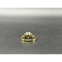 Ladies 18ct Yellow Gold Blue-Coloured Gemstone & Diamond Ring