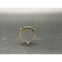 Ladies 18ct Yellow Gold Green Gemstone & Diamond Ring