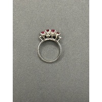 Ladies 18ct White Gold Pink Sapphire & Diamond Ring